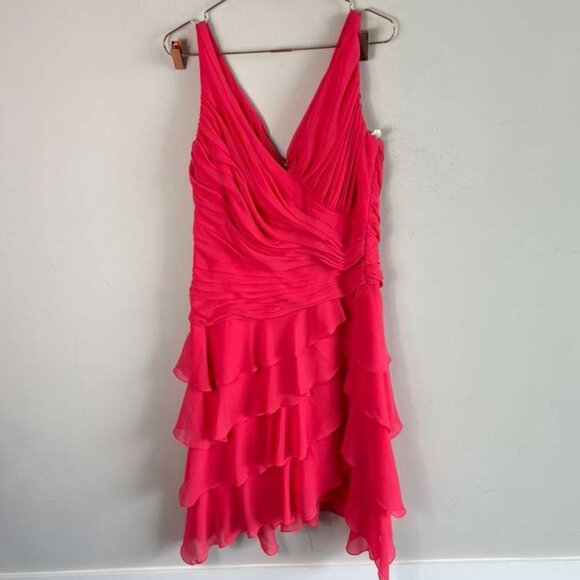 Tadashi Shoji Womens Elegant Layer Festive Dress Pink Size 16 - Picture 7 of 11